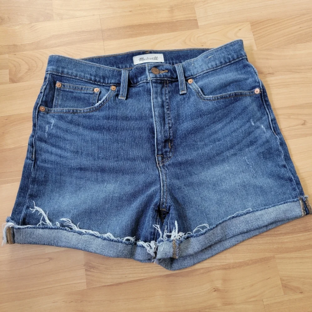Madewell High Rise Jean Cutt Off Shorts 28 Glenoaks Medium Blue Wash